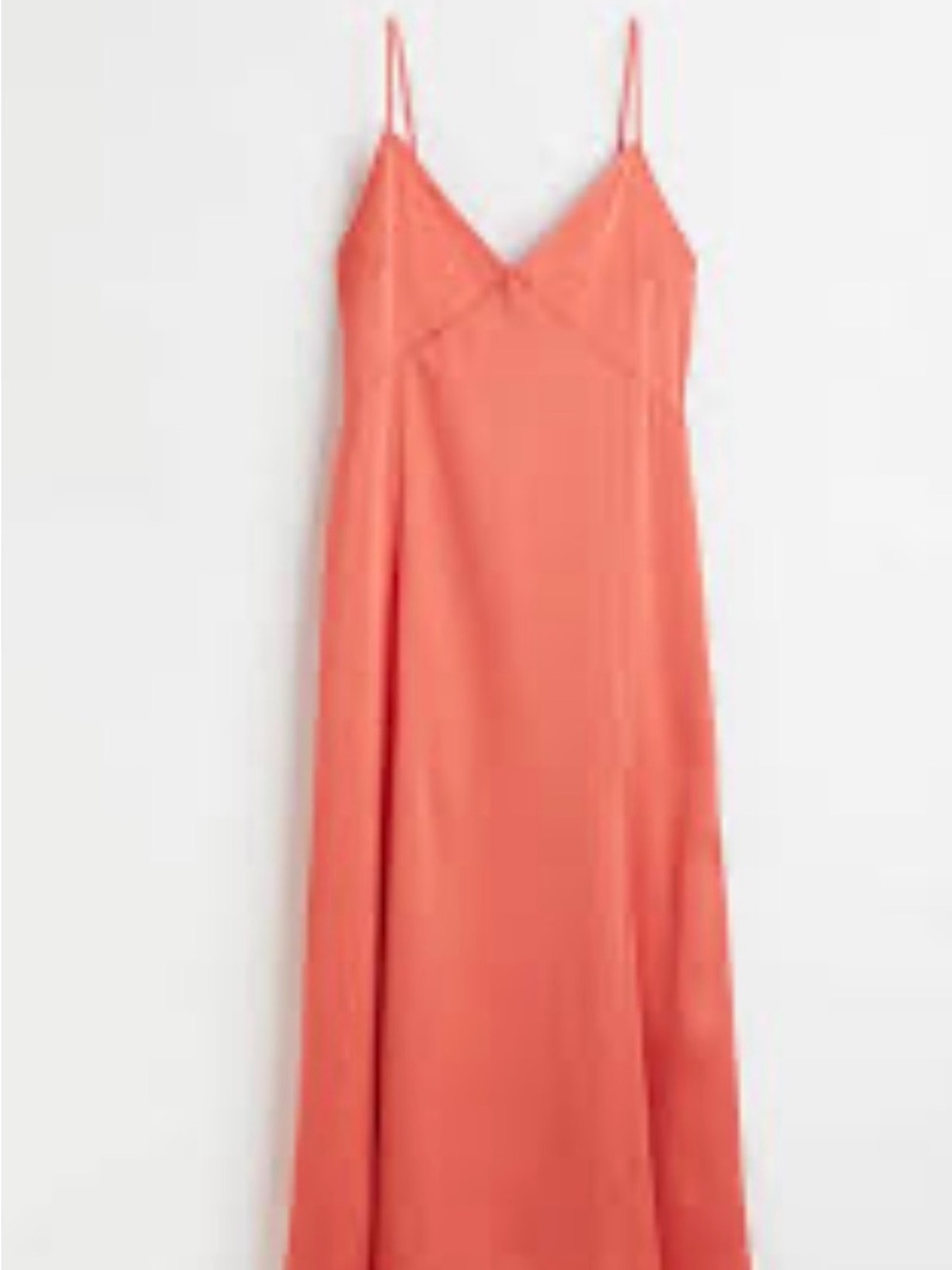 H&M Coral orange pink  satin Slip Maxi Dress  Spaghetti Straps size XS